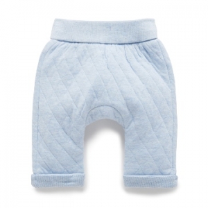 Purebaby有機棉鋪棉褲-藍色混色