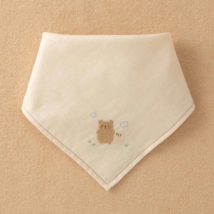 日本Amorosa Mamma有機棉多功能紗布圍兜-小熊刺繡