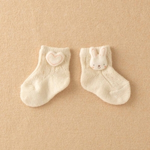 日本Amorosa Mamma有機棉新生兒襪 -小兔貼布繡