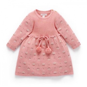Purebaby有機棉女童針織洋裝-粉紅