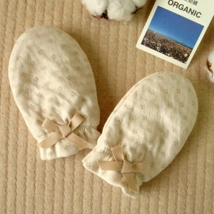 日本OP mini有機棉嬰兒手套-米白色