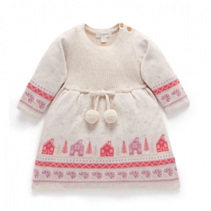 Purebaby有機棉女童針織洋裝-米色