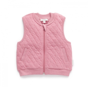 Purebaby有機棉嬰童鋪棉背心-粉紅色