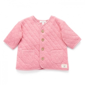 Purebaby有機棉嬰童薄鋪棉外套-粉紅壓紋