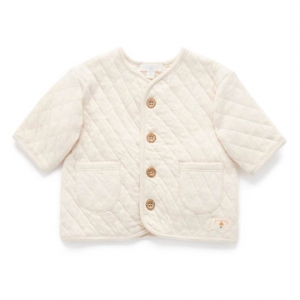 Purebaby有機棉嬰童薄鋪棉外套-米白壓紋