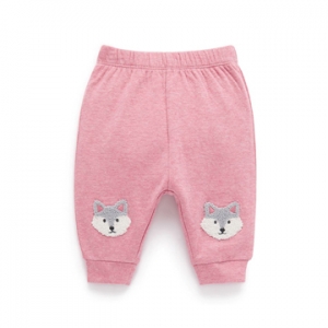 Purebaby有機棉嬰兒舒棉長褲-粉紅狐狸