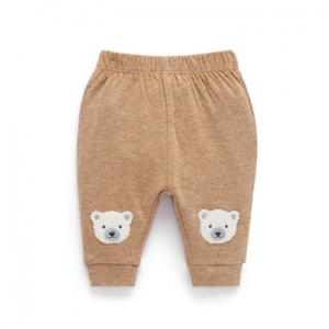 Purebaby有機棉嬰兒舒棉長褲-奶茶北極熊