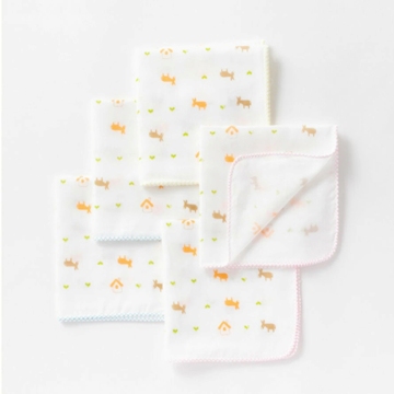 日本OP mini 純棉紗布巾/手帕 5件組