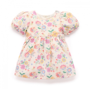 Purebaby有機棉女童短袖洋裝-花卉