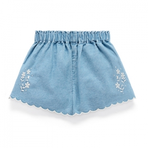 Purebaby有機棉女童牛仔短褲-波浪