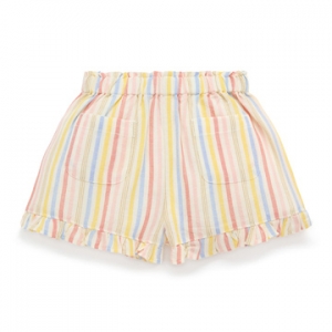 Purebaby有機棉女童短褲-粉彩條紋
