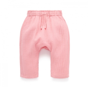Purebaby有機棉嬰兒長褲-粉紅皺褶
