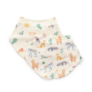 Purebaby有機棉嬰兒圍兜 2件組-派對印花