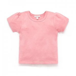 Purebaby有機棉女童短袖上衣-粉紅色
