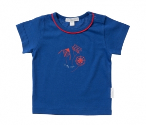 Purebaby  有機棉風箏圖印短T-純藍色6月~3歲