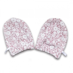 Deux Filles 有機棉嬰兒手套 -粉紅白花